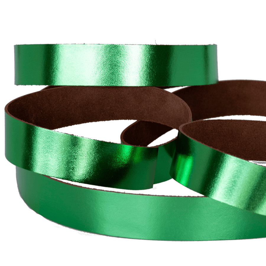 Emerald Green Shiny Metallic Leather Strip
