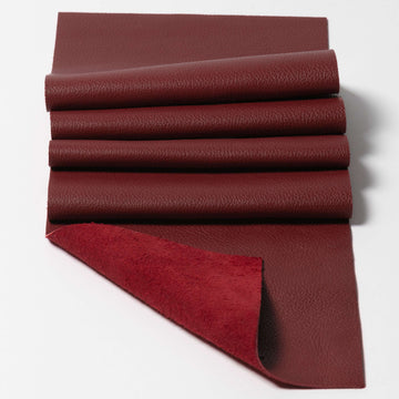 Dark Red Top Grain Leather Panel Pieces 3-3.5oz.