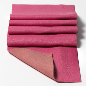 Hot Pink Top Grain Leather Panel Pieces 3-3.5oz.