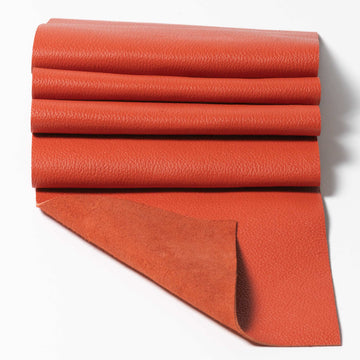 Orange Top Grain Leather Panel Pieces 3-3.5oz.