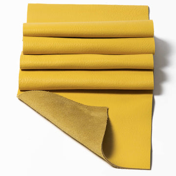 Yellow Top Grain Leather Panel Pieces 3-3.5oz.