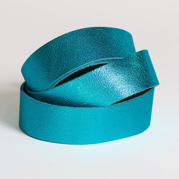 Turquoise Metallic Leather Strips