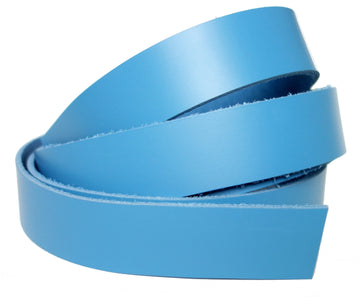 Sky Blue Latigo Leather Strips 6-7 oz. For belts, dog collars, purse straps, and other leather projects.