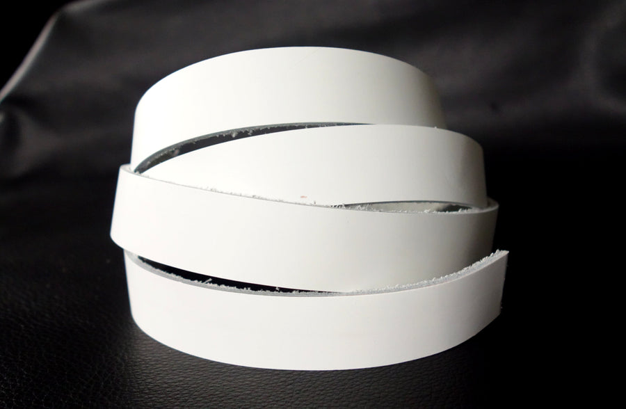 White Latigo Leather Strips 6-7 oz. For belts, dog collars, purse straps, and other leather projects.