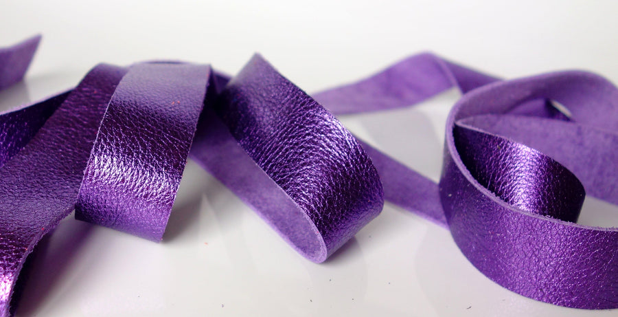 Purple Metallic Leather Strips