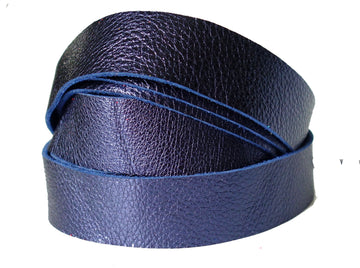 Sapphire Blue Metallic Leather Strips