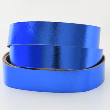 Blue Shiny Metallic Leather Strip