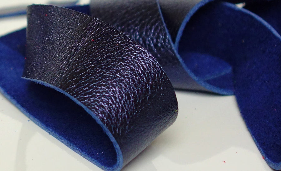 Sapphire Blue Metallic Leather Strips